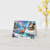 Rendieren in de sneeuw tijdens de winter kaart (Gele Bloem)