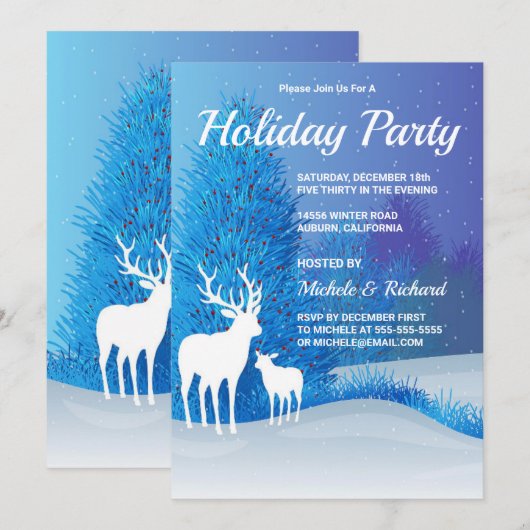 rendieren in de sneeuwpartij kaart (Voorkant / Achterkant)