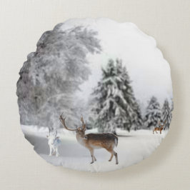 rendieren in de sneeuwrondleiding rond kussen