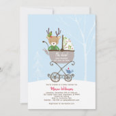 Rendieren in de wandelwagen Winter Holiday Baby sh Kaart (Voorkant)