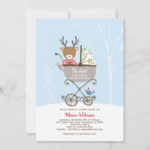 Rendieren in de wandelwagen Winter Holiday Baby sh Kaart (Voorkant)