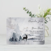 Rendieren in de Wild Grey Waterverf Bruiloft Kaart (Staand voorkant)