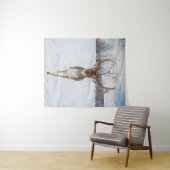 rendieren in de winter van het Storm sneeuw Wandkleed (In Situ (horizontaal))