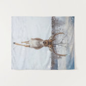 rendieren in de winter van het Storm sneeuw Wandkleed (Voorkant (horizontaal))