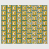 Rendieren in goud en groen cadeaupapier (Vlak)