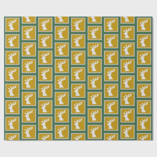Rendieren in goud en groen cadeaupapier (Vlak)