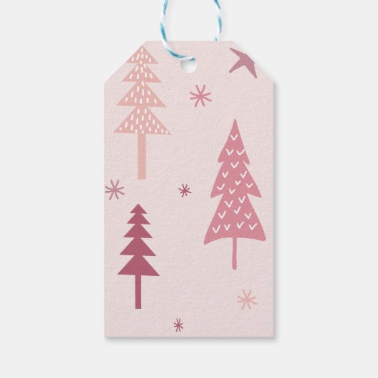 Rendieren in het bos in het roze cadeaulabel (Achterkant)