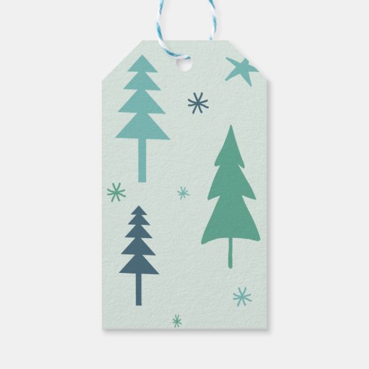 Rendieren in het bos in mintgroen cadeaulabel (Achterkant)