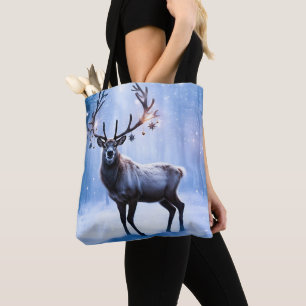 Rendieren in het magische bos tote bag