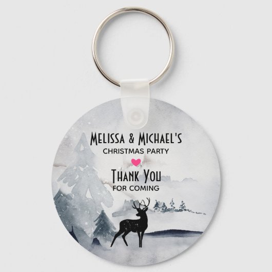 Rendieren in het Wilde Grijze Aquarel Kerstmis Sleutelhanger (Voorkant)