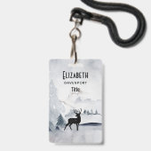 Rendieren in het Wilde Grijze Waterverf Kerst Badge (Voorzijde met lanyard)
