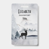 Rendieren in het Wilde Grijze Waterverf Kerst Badge (Achterkant)