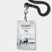 Rendieren in het Wilde Grijze Waterverf Kerst Badge (Achterkant met lanyard)