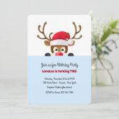 Rendieren in Santa Cap Blue Uitnodiging (Staand voorkant)