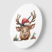 Rendieren in Santa Hat gluren op je Grote Klok (Hoek)