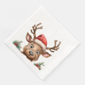Rendieren in Santa Hat gluren op je Servet (Hoek)
