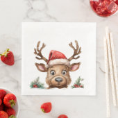 Rendieren in Santa Hat gluren op je Servet (Insitu)