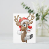 Rendieren in Santa Hat Wijzen van achter teken Feestdagenkaart (Staand voorkant)