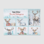 Rendieren in Sjaals Gepersonaliseerde Kerstwinter Tissuepapier (Voorkant)