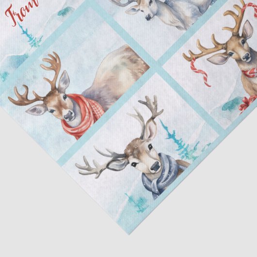 Rendieren in Sjaals Gepersonaliseerde Kerstwinter Tissuepapier (Detail)