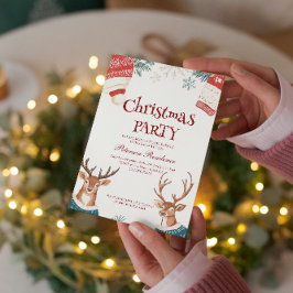 Rendieren in trui en Petten kerstfeest Kaart