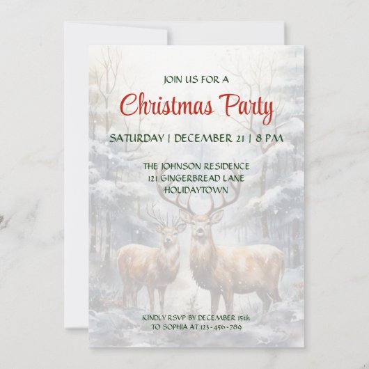 Rendieren in Winter Wonderland Kerstfeest Kaart (Achterkant)