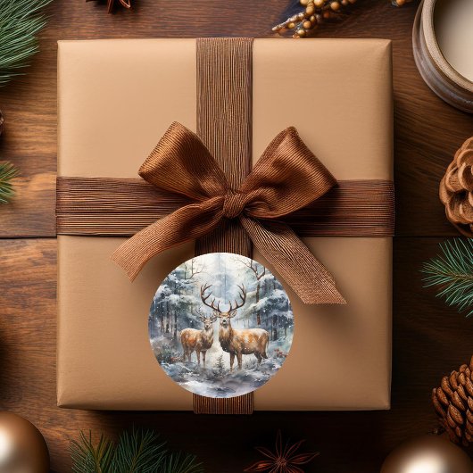 Rendieren in Winter Wonderland Ronde Sticker