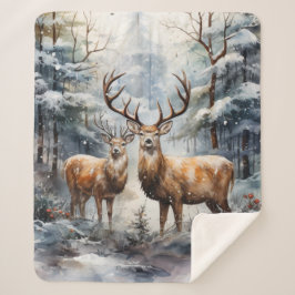 Rendieren in Winter Wonderland Sherpa Deken