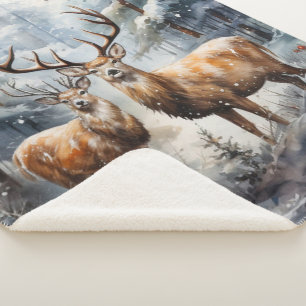 Rendieren in Winter Wonderland Sherpa Deken
