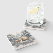 Rendieren in Winter Wonderland Stenen Onderzetter (Zijkant)