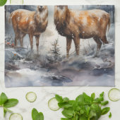 Rendieren in Winter Wonderland Theedoek (Gevouwen)