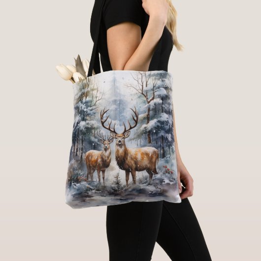 Rendieren in Winter Wonderland Tote Bag (Dichtbij)