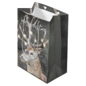rendieren in wintersneeuwkerst medium cadeauzakje (Voorkant Gekanteld)