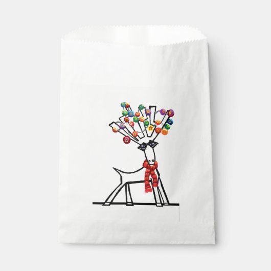 rendieren, kerstblaasjes, rode sjaal en sneeuw bedankzakje (Voorkant)