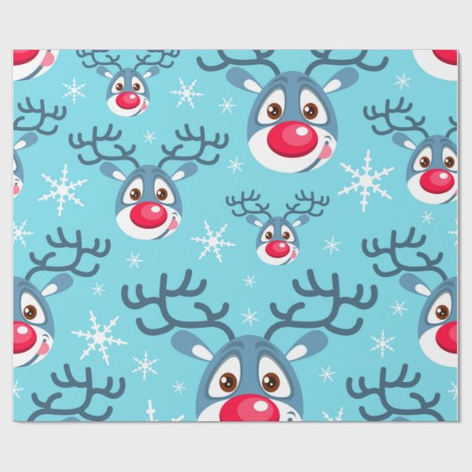 rendieren | Kerstblauw rendierpapier Cadeaupapier (Vlak)