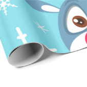 rendieren | Kerstblauw rendierpapier Cadeaupapier (Rol Hoek)