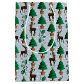 rendieren, kerstbomen en Holly Medium Cadeauzakje (Voorkant)