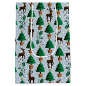 rendieren, kerstbomen en Holly Medium Cadeauzakje (Achterkant)