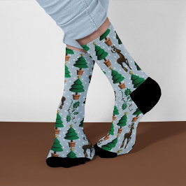 rendieren, kerstbomen en Holly Sokken