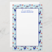 rendieren, kerstbomen en sneeuwvlokken briefpapier (Voorkant / Achterkant)