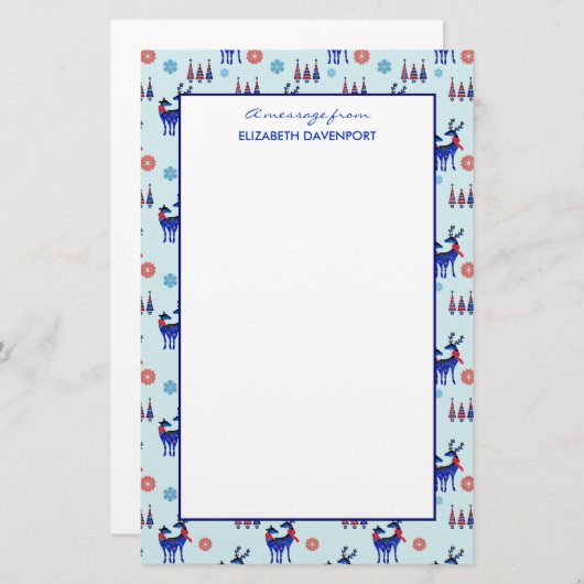 rendieren, kerstbomen en sneeuwvlokken briefpapier (Voorkant / Achterkant)