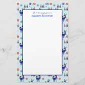rendieren, kerstbomen en sneeuwvlokken briefpapier (Voorkant)