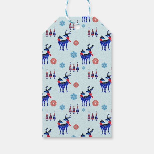 rendieren, kerstbomen en sneeuwvlokken cadeaulabel (Achterkant)