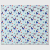 rendieren, kerstbomen en sneeuwvlokken cadeaupapier (Vlak)