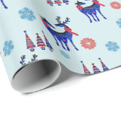 rendieren, kerstbomen en sneeuwvlokken cadeaupapier (Rol Hoek)