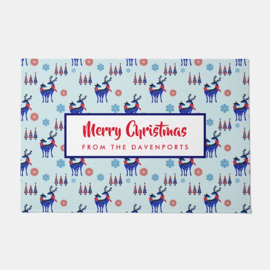 rendieren, kerstbomen en sneeuwvlokken deurmat (Voorkant)