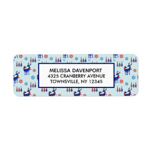 rendieren, kerstbomen en sneeuwvlokken etiket