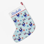 rendieren, kerstbomen en sneeuwvlokken grote kerstsok (Achterkant (Hangend))