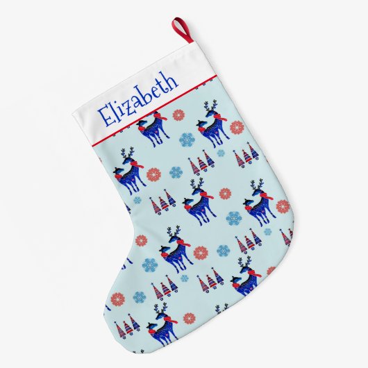 rendieren, kerstbomen en sneeuwvlokken grote kerstsok (Achterkant (Hangend))