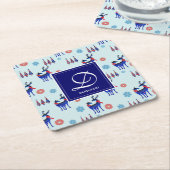 rendieren, kerstbomen en sneeuwvlokken kartonnen onderzetters (Schuin)